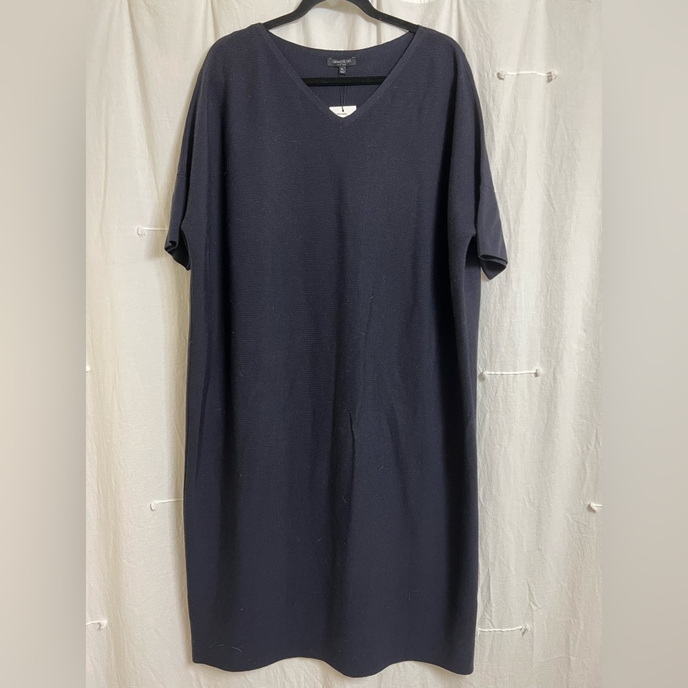 NWT Lafayette 148 Short Sleeve Dress in Ink (Very Dark Navy)